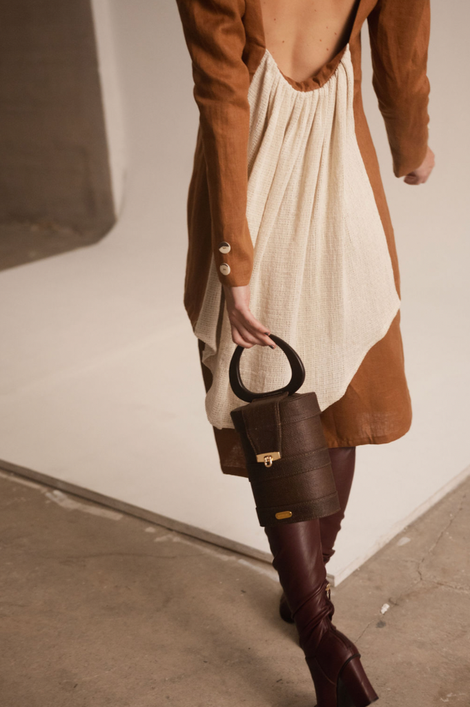 TERRACA PURSE WITH COFFEE GRAINS WASTE HANDLE