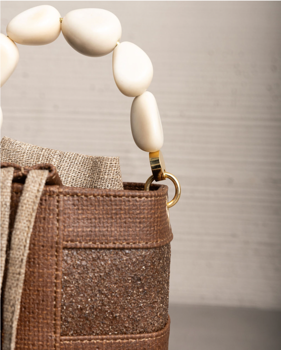 VETRA BUCKET WITH TAGUA SEEDS HANDLE
