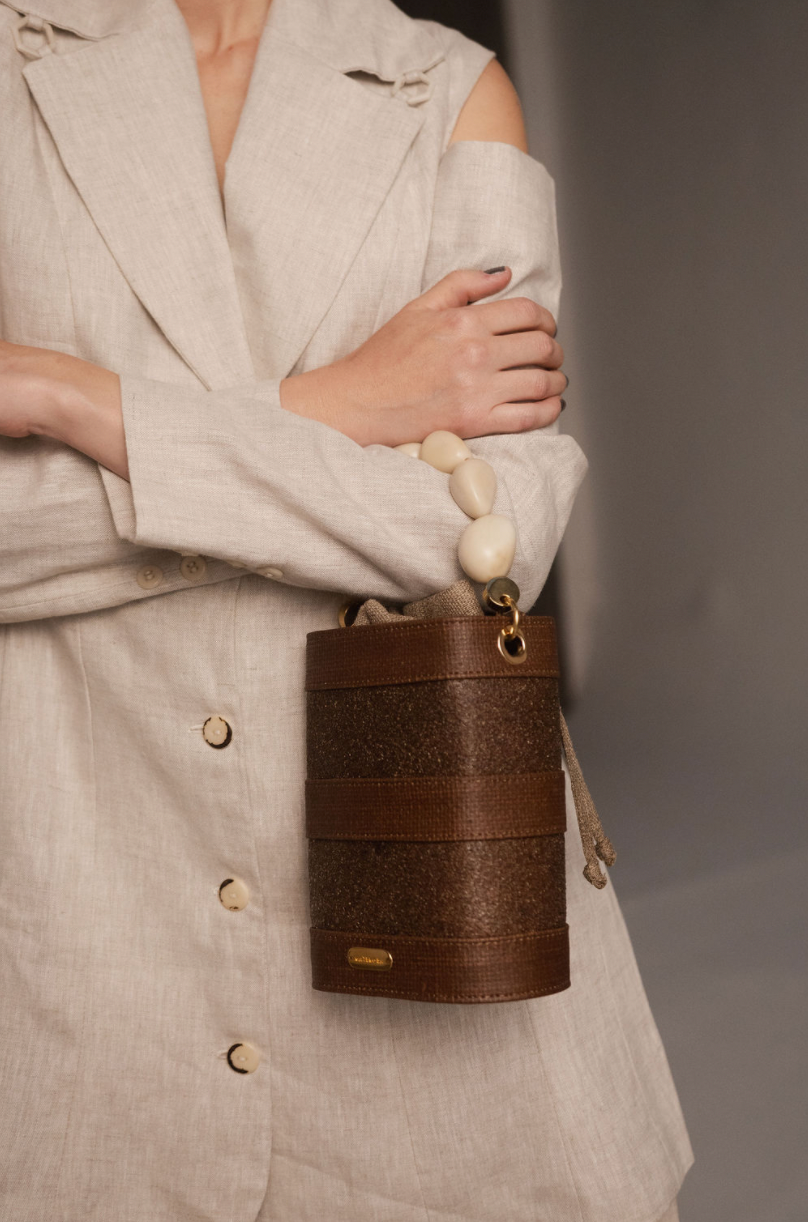 VETRA BUCKET WITH TAGUA SEEDS HANDLE