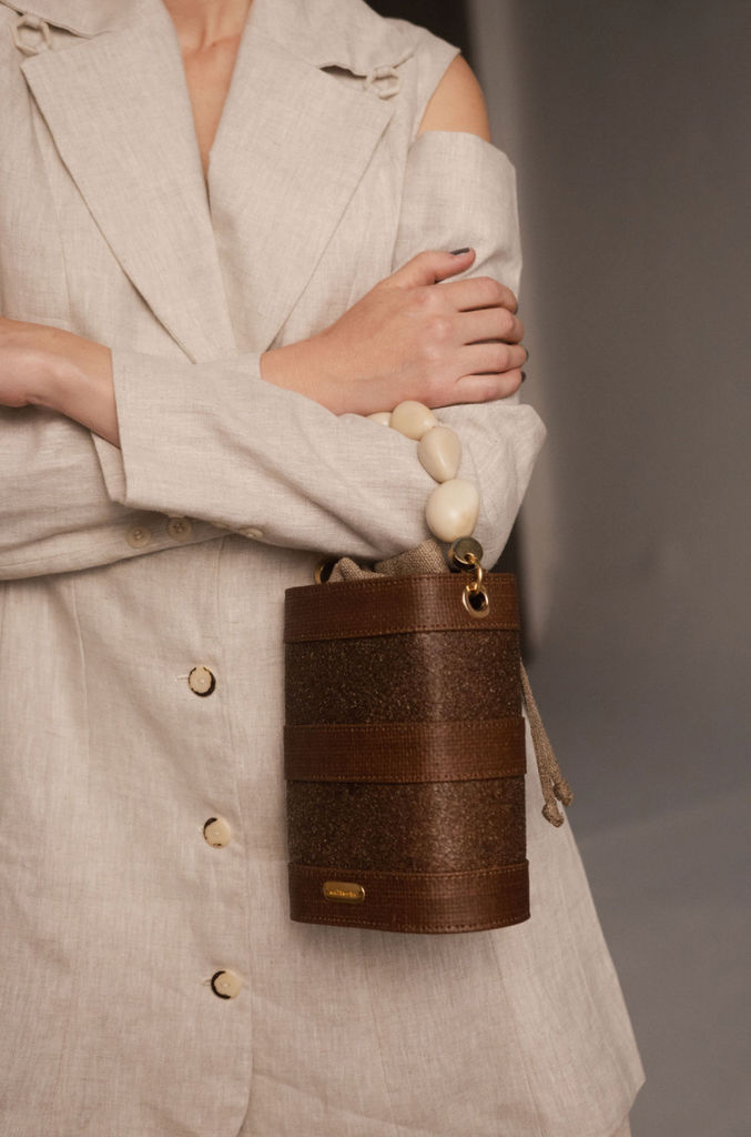 VETRA BUCKET WITH TAGUA SEEDS HANDLE